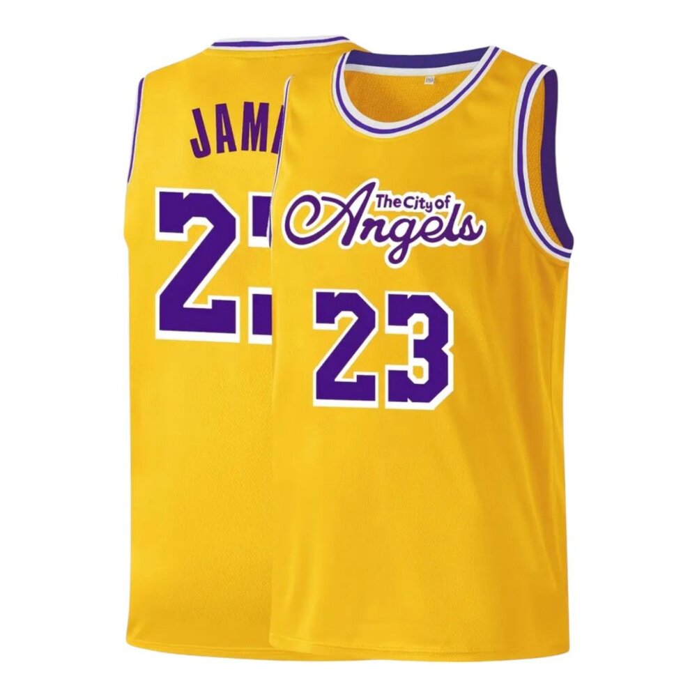 Los Angeles Lakers LeBron James #23 Stitched Basketball Jersey GOLD Men's